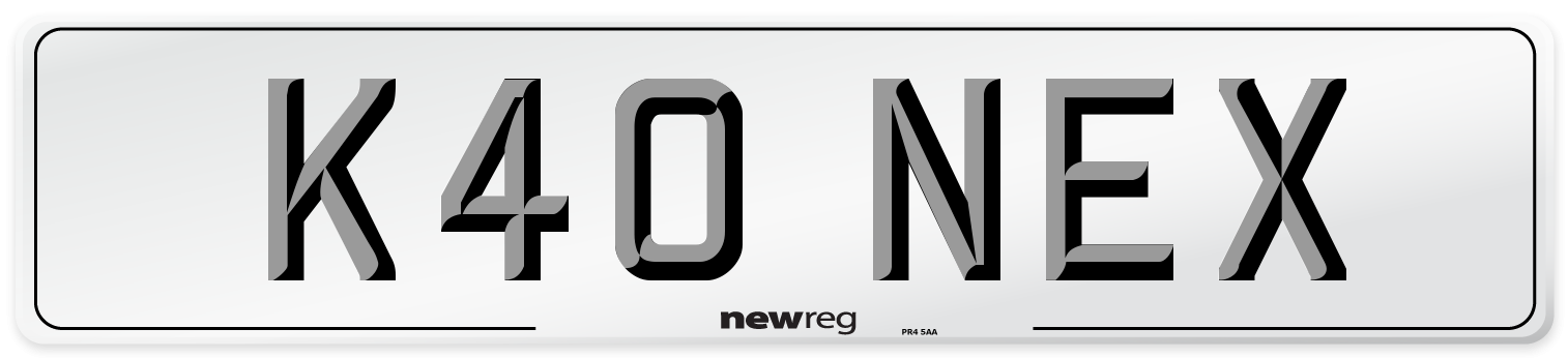 K40 NEX Number Plate from New Reg